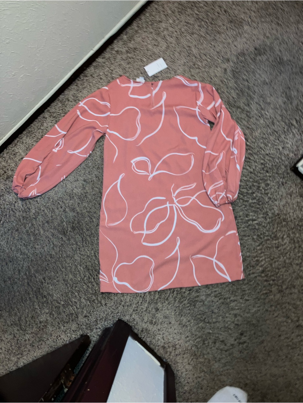 a new day Coral Pink Floral-Print Long Sleeve Shift Dress - Picture 2 of 2